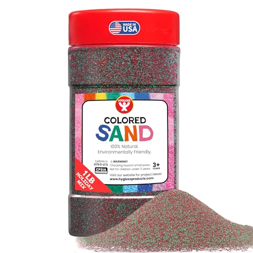 Hygloss Colored Sand – Holiday Red & Green Color Festive Craft Sand for Art, Christmas, Xmas Party, Winter Decor, Seasonal Projects, Kids Crafts – 100% Natural & Environmentally Friendly (1 lb Bottle) - color: Holiday Mix, size: 1-Pound