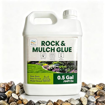 0.5 Gallon Rock Glue for Landscaping, Water-Based Gravel Binder | Landscape Adhesive for Gravel, Pebbles, Mulch and Decorative Rocks, Clear Drying Formula for Gardens, Pathways and Yards