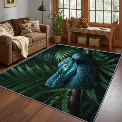 Snake Area Rug for Bedroom, Serpent Washable Rugs, 6x8 Rug for Living Room, Non Slip & Soft Low Pile & Stain Resistant Large Carpet, Python Reptile Home Decor Gifts - size: 6' x 8' (Rectangular)