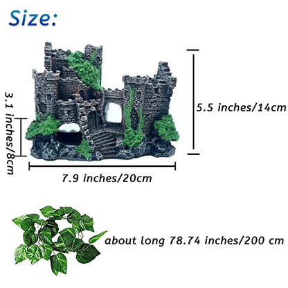 kathson Bearded Dragon Tank Castle Decorations,Reptile Hammock Reptiles Habitat Resin Hideouts Cave Decor Terrarium Accessories for Lizard Snake Chameleon Gecko Hermit Crabs (4 Pcs)