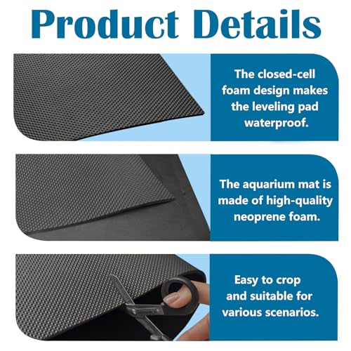 2 Pack Aquarium Leveling Mat for Under Tank 12''x 24''x 0.2'' | Fish Tank Pad Waterproof Shockproof Surface Texture Non-Slip Foam Without Adhesive Easy to Cut - size: 12''x 24''x 0.2''