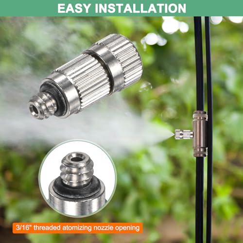 M METERXITY 20-Pack Brass Misting Nozzles, 0.031"/0.8mm Orifice Mister Nozzles Brass, High Pressure Spray Misting Nozzle Head for Outdoor Cooling System/Greenhouse/Landscaping [3/16] - size: 0.8mm