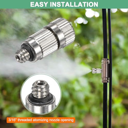 M METERXITY 20-Pack Brass Misting Nozzles, 0.031"/0.8mm Orifice Mister Nozzles Brass, High Pressure Spray Misting Nozzle Head for Outdoor Cooling System/Greenhouse/Landscaping [3/16] - size: 0.8mm