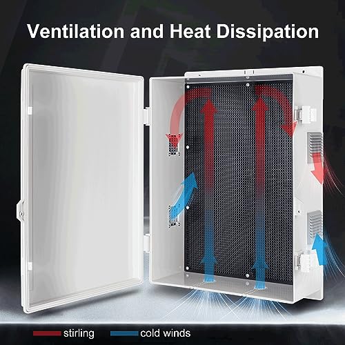 Namunanee Outdoor Electrical Junction Box, ABS Water Resistant Enclosure with Internal Mounting Panel & Hinged Cover (18.1" H* 12.6" L* 6.3" W) - size: 18.1"H x 12.6"L x 6.3"W & Standard