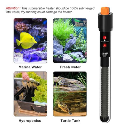 300Watt Aquarium Heater for 50-70 Gallon Fish Tank, Adjustable Submersible Heater Thermostat with Thermometer Strip and Suction Cup