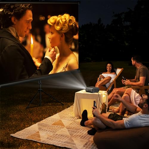 FUDONI Electric Focus WiFi Bluetooth Projector, 400 ANSI 1080P 4K Supported - color: Brown