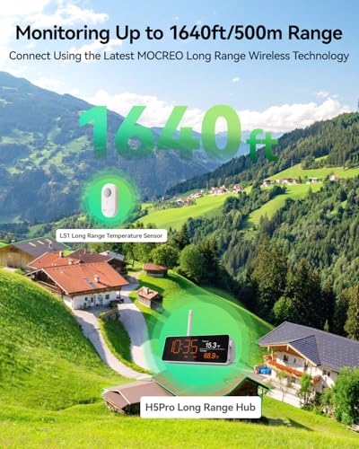 WiFi Remote Refrigerator Thermometer, 1/3 Mile Long Range Freezer Alarm, IP66 Waterproof, App Email Alert, with Digital Monitor Hub, 1 Smart Wireless Temperature Sensor for Kitchen, Fridge, RV - style: 1 Long Range LCD Hub + 1 Waterproof Sensor