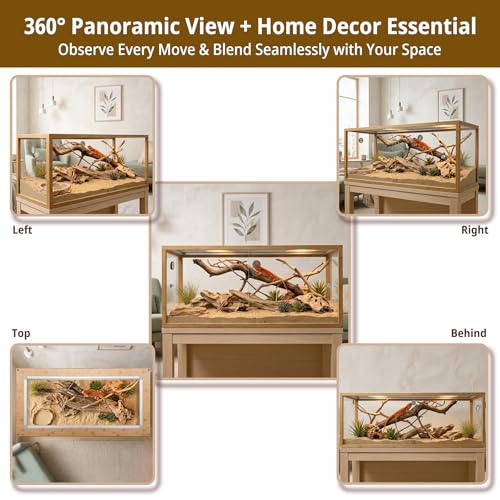 80 Gallon Bamboo Reptile Tank,48"x24"x18" Ball Python Enclosure for Bearded Dragon,Snake,Gecko,Lizard,Turtle with Sliding Door Top Screen Ventilation,Stackable Large Reptile Terrariums - size: 48"x24"x18"