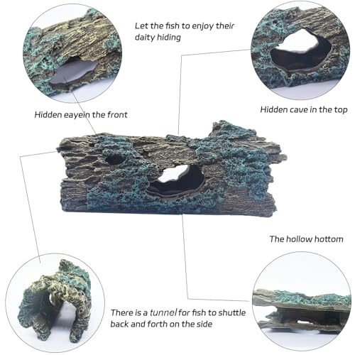Tfwadmx Reptile Hide Cave Small Resin Aquarium Deoration Cave Hollow Tree Trunk Log Fish Tank Ornament Hideout for Small Reptile Gecko Tarantula Fish Shrimp7.3 * 2.7 * 2.7IN