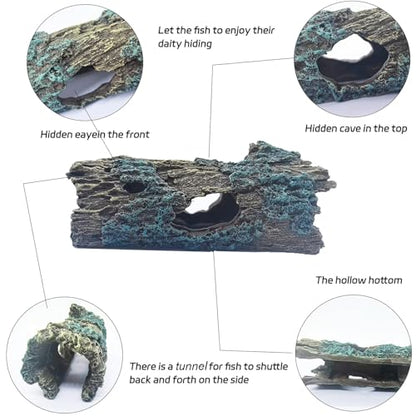 Tfwadmx Reptile Hide Cave Small Resin Aquarium Deoration Cave Hollow Tree Trunk Log Fish Tank Ornament Hideout for Small Reptile Gecko Tarantula Fish Shrimp7.3 * 2.7 * 2.7IN