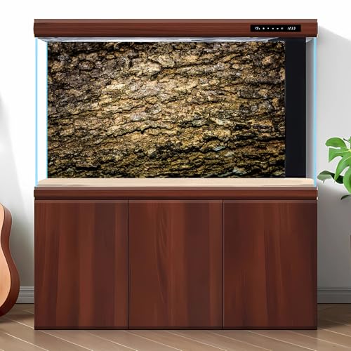 Tree Bark Texture Reptile Tank Background Old Wood Texture Aquarium Background Aged Rough Natural Wooden Bark Terrarium Background Wooden Textured Aquarium Fish Tank Background Wallpaper 36x18in - color: Brown_Black, size: 36(W)x18(H)inches/ 90(W)*45cm(H)