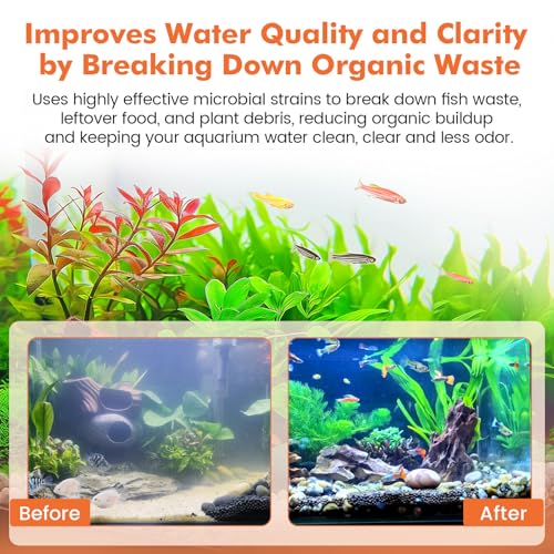 hygger Aquarium Water Bio-Clarifier, Reducing Fish Waste and Cleaning Organic Sludge, Natural Fish Tank Aquarium Leave-in Waste Management Solution for Freshwater and Saltwater Tanks, 500 ML - size: 500 ML