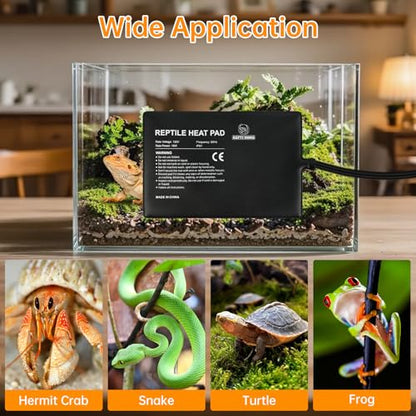 Reptile Heat Pad with Digital Thermostat, Under Tank Terrrarium Heat Mat 24W 8 * 18 Inch, Temperature Controller Heating Pad for Reptile, Turtles, Lizards, Snake, Hermit Crab, Frogs - size: Digital 24W