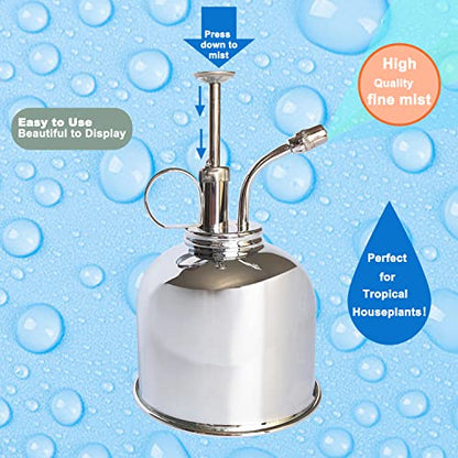 Brass Silver Spray Lianshi can Plant Spay Bottle Inner Flower Spray Mister 300ml/10.56 oz 1pcs/Lot - color: Silver