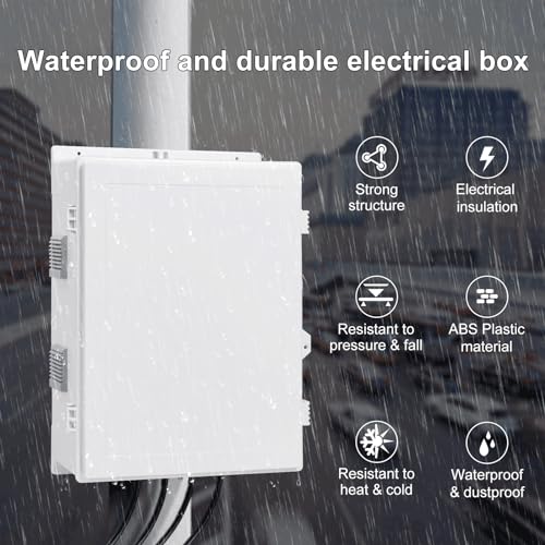 Namunanee Outdoor Electrical Junction Box with High Power Outlet, ABS Water Resistant Enclosure with Internal Mounting Panel & Hinged Cover. (18.1" H* 12.6" L* 6.3" W & Outlet) - size: 18.1"H x 12.6"L x 6.3"W & Outlet