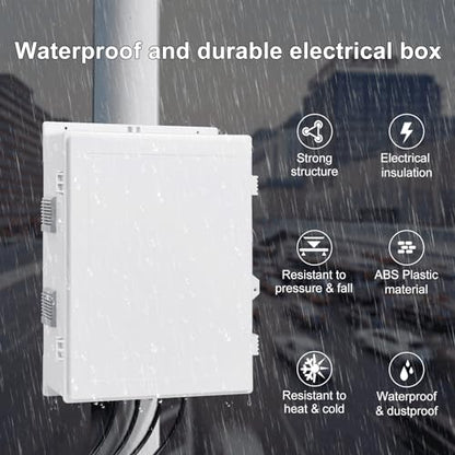 Namunanee Outdoor Electrical Junction Box with High Power Outlet, ABS Water Resistant Enclosure with Internal Mounting Panel & Hinged Cover. (18.1" H* 12.6" L* 6.3" W & Outlet) - size: 18.1"H x 12.6"L x 6.3"W & Outlet