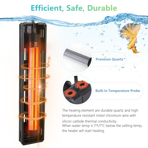 hygger Aquarium Heater 500W,Submersible Fish Tank Heater with Digital LED Controller,Memory Function,Auto Shut Off & Prevent Dry Burning Protection,for Saltwater Freshwater Fish Tank 60-135Gallon - size: 500W for 60-135 Gallon