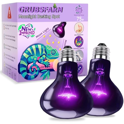 Reptile Night Light Bulb, UVA Heat Lamp, Simulated Moonlight Glow | Creates a Gentle Nighttime Environment, Promotes Natural Activity Cycles, Ideal for Reptile Habitats & Terrariums - color: Purple Moonlight, size: 75W-3.15″