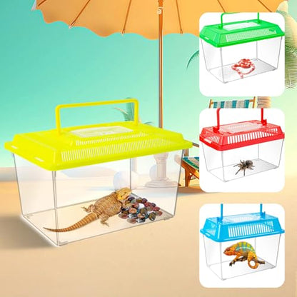 12Pcs Plastic Reptile Terrariums Carrier Cage Tarantula Enclosure Snake Breeding Box Hatching Container Transparent Fish Tank Turtle Aquarium with Random Color Lid for Spider, XS(5.1” x 3.5” x 3.5” - size: XS