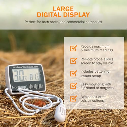 IncuTherm™ Plus Digital Thermometer and Hygrometer for Egg Incubator