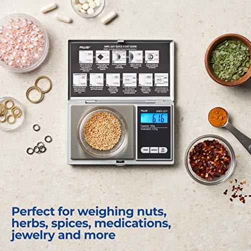 American Weigh Scales Series Digital Pocket Weight Scale Accurately Measures200g x 0.01g, (Silver), AWS-201-SIL - color: Silver, size: 200g x 0.01g