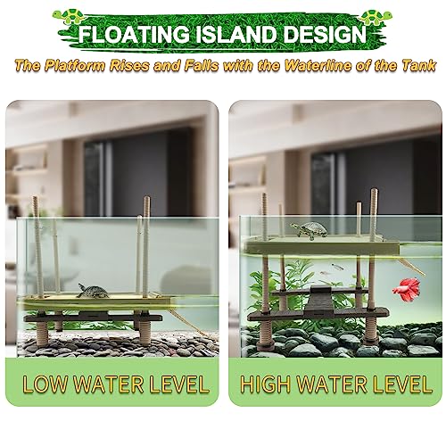 Keedolla Floating Turtle Pier and Basking Platform, Turtle Basking Platform Ramp Tortoise Reptile Floating Docks Climbing Ladder for Crabs, Frogs, Newts, Salamanders - Medium - size: Medium - 20 gallon or larger fish tank