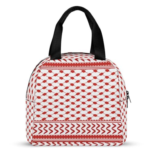 Middle Eastern Red Pattern Insulated Lunch Bag for Women Men, Large Capacity Thermal Lunch Tote Bag with Handle - color: Middle Eastern Red Pattern