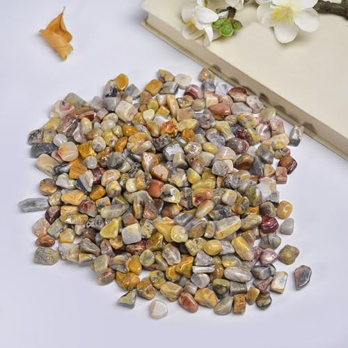 Erliway 7-9mm Crazy Lace Agate Healing Crystal Chips for Crafts, 100g | Natural Crushed Crystal Stones Tumbled Chips for Vase Filler Aquarium Gravel, Meditation Chakra Balancing, Candle DIY Making - color: Crazy Lace Agate