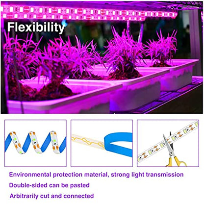 LED Grow Light Strips,Waterproof Full Spectrum Plant Grow Light, USB 16ft 300LEDs, Flexible Growing Lamp for Indoor Plants Succulents Hydroponics Greenhouse Gardening - size: 5M