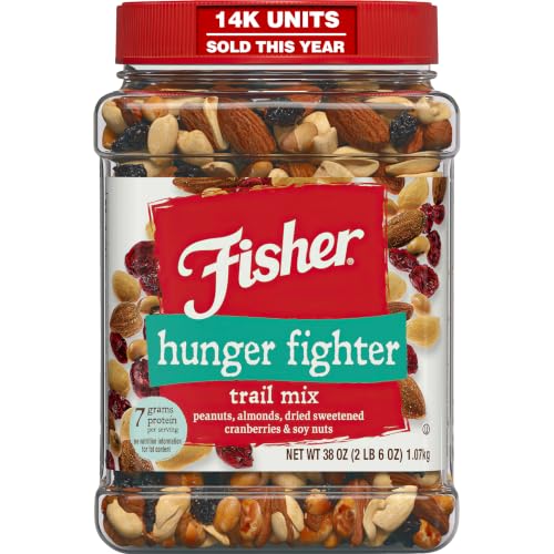 Fisher Snack Hunger Fighter Bulk Trail Mix, 38 oz, Pack of 1 | Peanuts, Almonds, Dried Sweetened Cranberries And Soy Nuts, Snacks For Adults And Kids, Dried Fruit, Healthy Snacks - size: 38 Ounce (Pack of 1)