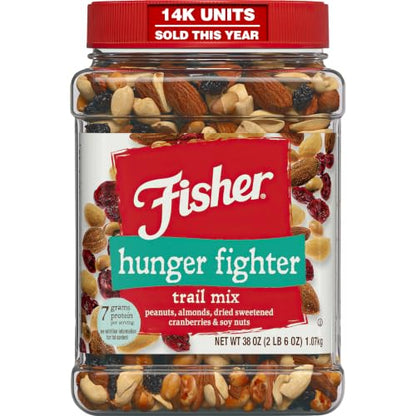 Fisher Snack Hunger Fighter Bulk Trail Mix, 38 oz, Pack of 1 | Peanuts, Almonds, Dried Sweetened Cranberries And Soy Nuts, Snacks For Adults And Kids, Dried Fruit, Healthy Snacks - size: 38 Ounce (Pack of 1)