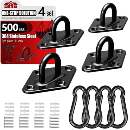304 Stainless Steel Pad Eye Snap Hook, M5 Ceiling Hook 500Lb,8Pcs | Hanging Kit with Screws for Hammock Chair Swing, Yoga Gym Equipment, Sun Shade Sail, Plant Hangers & Marine Boat Hardware - size: 2 Inch, style: Black Rhombus