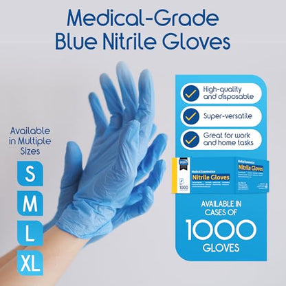 Inspire Nitrile Exam Gloves | The Original Quality Stretch Nitrile Light Blue | 4.5 Gloves Disposable Latex Free Medical EMT - size: Medium