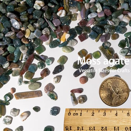 Moss Agate Chips Bulk 1lb, 1200+ Pieces, 5-8mm Natural Gemstones - color: Moss Agate, size: 1LB