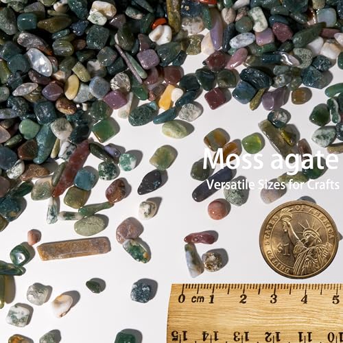 Moss Agate Chips Bulk 2lbs, 2400+ Pieces, 5-8mm Natural Gemstones - color: Moss Agate, size: 2LB