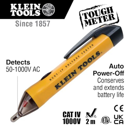 Klein Tools 80067 Electrical Test Kit with IR Digital Thermometer, Multimeter, Non-Contact Voltage Tester Pen and Receptacle Tester, 4-Piece - style: IR Thermometer w/3-Piece Tester Kit