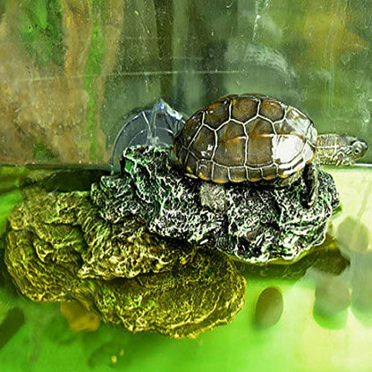 Turtle Basking Platform Reptile Climbing Shale Resin Step Ledge Stone Aquarium Ornament Rock Landscaping Decoration with Suction Cups for Frogs Newts Amphibians Lizard (Medium:8.2”Lx3.3”Wx3.1”H) - size: 8.2”Lx3.3”Wx3.1”H