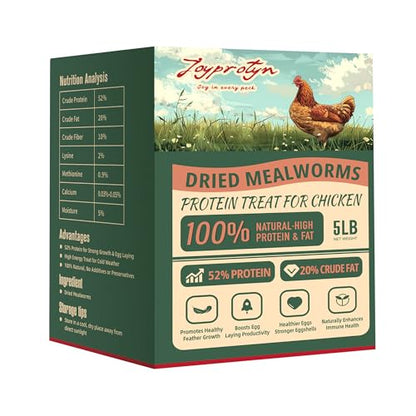 Dried Mealworms 5LB | Premium Non-GMO, For Chickens, Ducks, Wild Birds, Quails & Reptiles, High-Protein, Natural Treats & Feed - size: 5 Pound (Pack of 1)