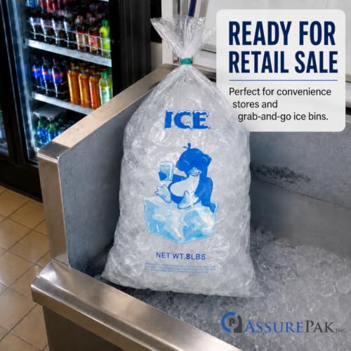 8 lb Ice Bags, 10" x 20", 1.35 Mil, 500 Count