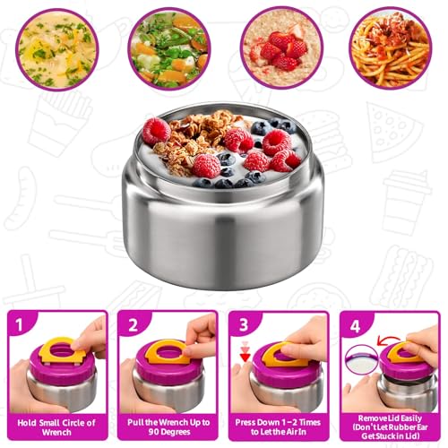 MAISON HUIS 8oz Soup Thermo Wide Mouth Vacuum Insulated Thermo Jar, Leak Proof Stainless Steel Food Container for Hot&Cold Food Kids Lunch Soup for School Travel (Purple) - color: Purple