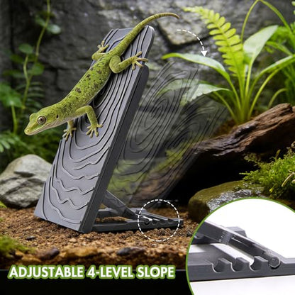 Reptile Climbing Wall, Bearded Dragon Climbing Exercise Ramp, 4 Angle Adjustable Climb Rock Wall for Gecko, Reptile Tank Accessories for Leopard Gecko, Lizards, Hermit Crab