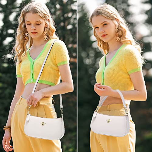 Small Tote Shoulder Bags Purses for Women Retro Classic Crossbody Bags Cute Clutch Purse and Handbag - color: 0-3-white