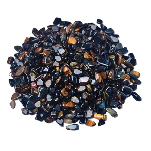 Erliway 7-9mm Blue Tiger's Eye Healing Crystal Chips for Crafts, 100g | Natural Crushed Crystal Stones Tumbled Chips for Vase Filler Aquarium Gravel, Meditation Chakra Balancing, Candle DIY Making - color: Blue Tiger's Eye