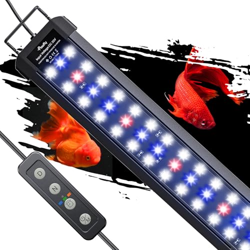 Pawfly 21W Aquarium LED Light for 30 to 36 Inch Extendable Fish Tank Light with Full Spectrum Brilliant White Blue Red Lights with Daytime & Night Modes Timer Auto On/Off Adjustable Brightness - color: Basic with Timer, size: 30"-36"