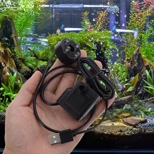 BESPORTBLE Micro Submersible Water Pump for Aquarium Fish Tanks and Garden Fountains Compact Quiet Usb Pump with Led Light for Rockery and Decoration