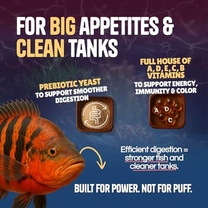 Pure Predator Cichlid Pellets | High Protein Cichlid Fish Food | Sinking Fish Food Pellets for Freshwater & Tropical Fish | Oscar & Large Cichlid Food | Aquarium Fish Food 3.5oz