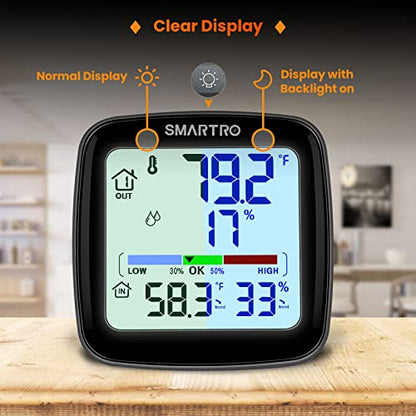 SC92 Professional Digital Wireless Indoor Outdoor Thermometer | Hygrometer Room Humidity Gauge Temperature and Humidity Meter Pro Accuracy Calibration