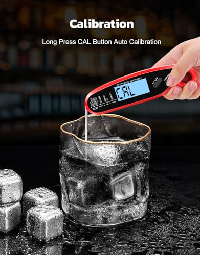 Instant Read Meat Thermometer Digital with Dual Probe | Large Backlit, Calibration, Food Thermometer for Cooking, Grilling, Smoker, BBQ, Candy, Oil Fry, Kitchen, Gifts for Men - color: Red
