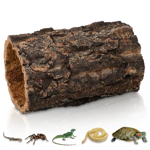 VOSAREA Reptile Hide Log, Hollow Tree Trunk Cave 7-8cm Diameter | Climbing Platform Shelter for Terrarium Tanks, Gecko, Lizard, Snake and Reptile Habitat Decor