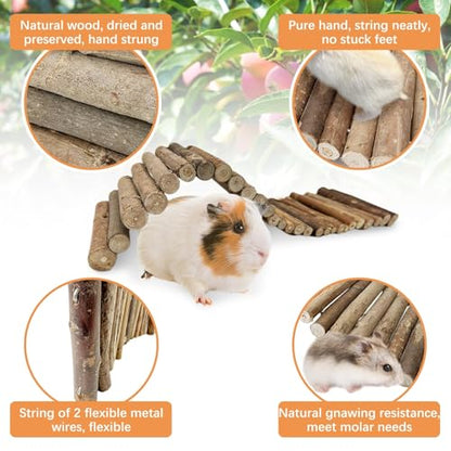 Hamiledyi Hamster Ladder Bridge, Small Animal Hideout, Tunnel, House, Ramp, Tube for Hamster, Guinea Pig, Rat, Chinchilla, Cage Accessories, Chew Toys (19.7"5.9") - size: S
